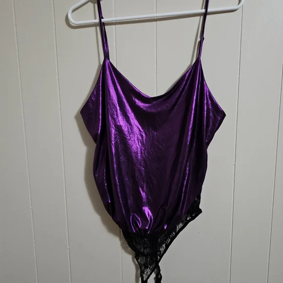 Free People Metallic Purple Foil Babes Sleeveless Bodysuit  - Picture 4 of 10